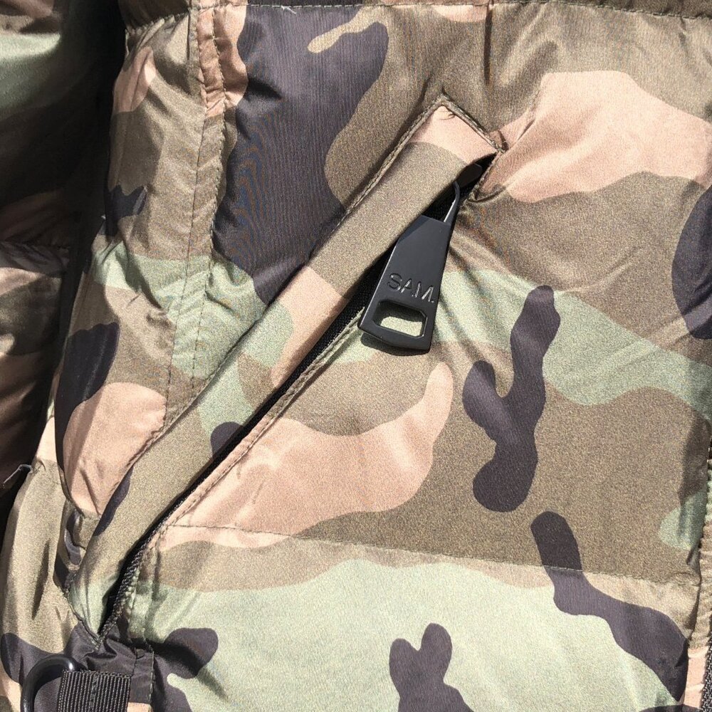 SAM. Medium Camo Jacket Puffer Down Bomber Freestyle Zip Quilted Green Brown Tan - Picture 10 of 16